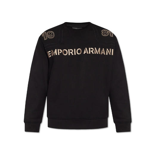 EMPORIO ARMANI 阿玛尼 男士字母徽标刺绣卫衣 黑色 6R1ME3 1JWPZ 0999 商品图0