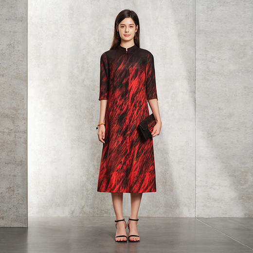 TANGY Collection天意精品2024春季新品100%桑蚕丝真丝气质旗袍连衣裙 L241802 商品图1