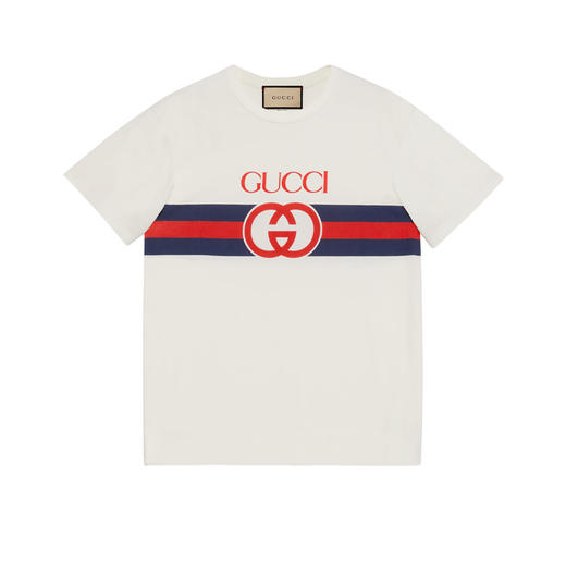 【一】GUCCI 古驰 男士互扣式双G棉质圆领短袖T恤 白色 548334 XJET1 9095 商品图0