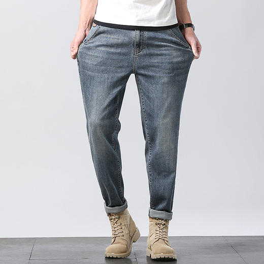 【夏季薄款】【新款DYG】大依优型大码牛仔裤收腿长裤男舒适弹力休闲简约百搭加肥加大男装 商品图1
