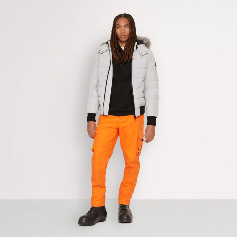 MOOSE KNUCKLES 男士金属驼鹿指节徽标绗缝连帽羽绒服 浅灰色 M33MB014S 1181