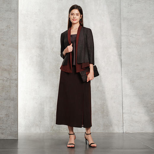 TANGY Collection天意精品2024春季新品中国风复古莨绸香云纱半身裙 L241804 商品图1