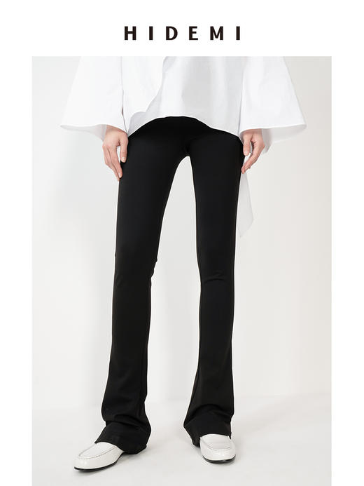 HIDEMI 【娜扎同款】黑色显瘦修身弹力马蹄弧形喇叭神裤长裤 商品图0