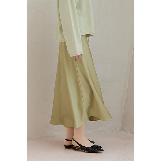 HeyDress缎面半身裙女春季高腰垂感a字群斜裁高级感显瘦气质半裙 商品图3