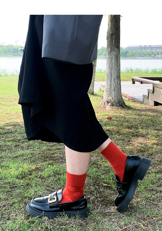 足装秀女新款秋冬丝光羊毛保暖柔软双针暗纹纯色中邦百搭春季女袜 商品图14