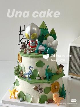 黑巢-奥特曼大战恐龙生日蛋糕