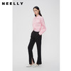 NEELLY纳俪商场同款黑色显瘦直筒开叉休闲裤女春修身百搭气质长裤N24023H01116 商品缩略图2