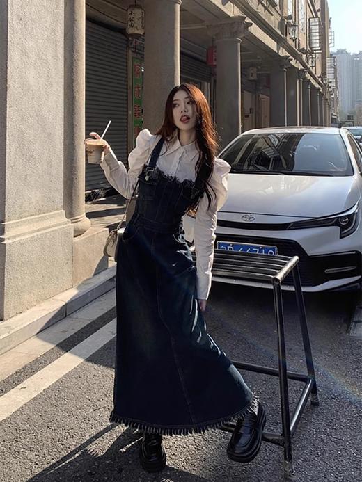 春秋季【大码法式牛仔背带裙女裙子】胖mm 吊带连衣裙 内搭长裙 显瘦套装 商品图3