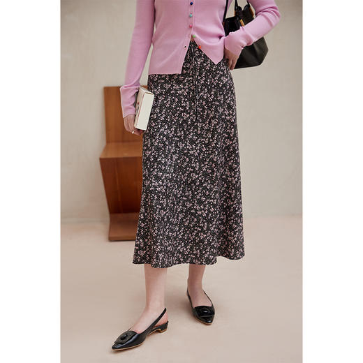 HeyDress法式碎花半身裙女春季高腰系带温柔浪漫垂感a字显瘦半裙 商品图0