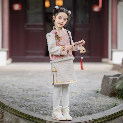 女童旗袍裙加厚汉服中国风，儿童过年唐装女孩拜年服宝宝新年装古风ZZ-DK002 商品图2