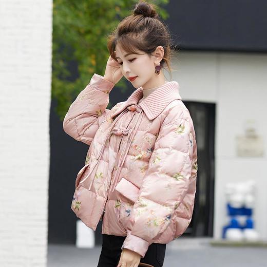 短版羽绒衣女冬2023新款时尚显瘦气质小个子中式国风印花外套 商品图2