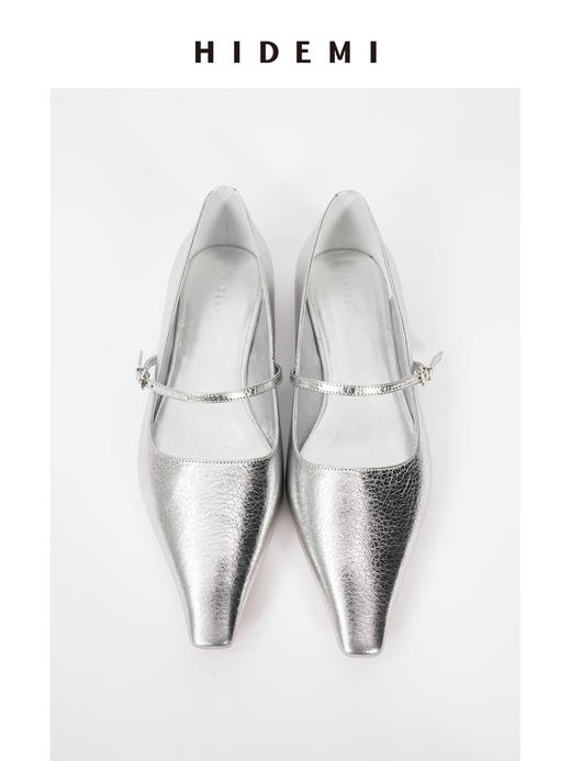 HIDEMI 复古极简方尖头浅口一字扣玛丽珍平底鞋 商品图0