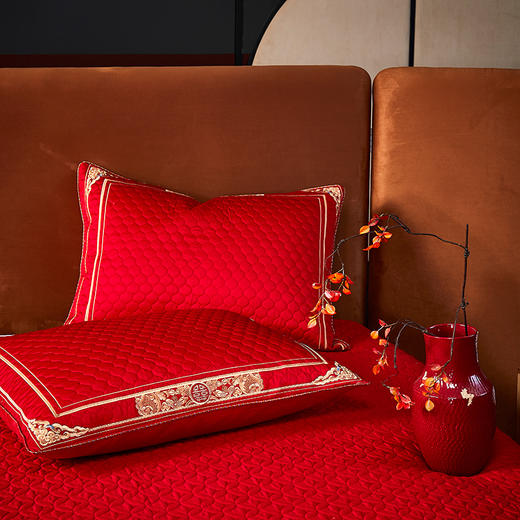 自然醒160支长绒棉提花尊享系列婚庆多件套中式传统婚庆全棉床单四件套龙凤床盖被套床上用品GDS 商品图6