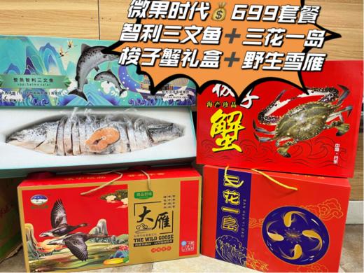 智利三文鱼+三花一岛+梭子蟹礼盒+野生雪雁土套餐 商品图0
