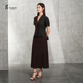 TANGY Collection天意精品2024春季新品气质拼接修身莨绸香云纱上衣短外套 L241002