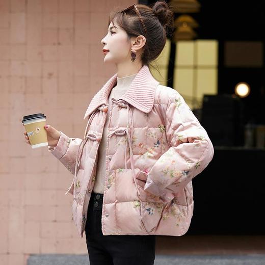 短版羽绒衣女冬2023新款时尚显瘦气质小个子中式国风印花外套 商品图3