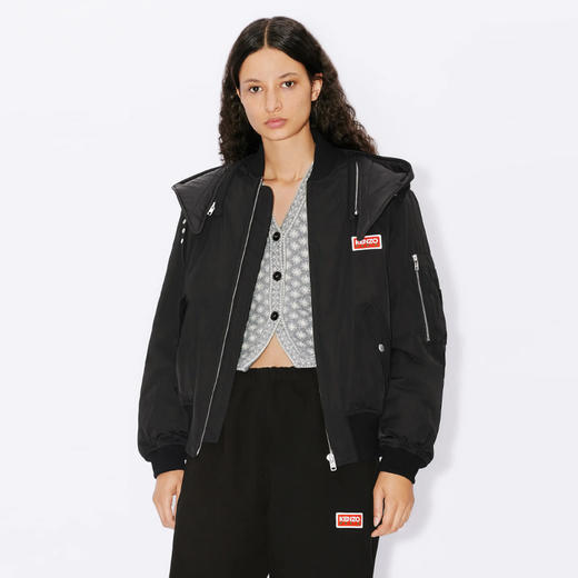 KENZO 高田贤三 女士徽标贴花短款派克羽绒服 黑色 FD62 BL173 9NK 99 商品图1
