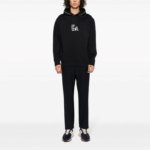 EMPORIO ARMANI 阿玛尼 男士棉质徽标刺绣连帽卫衣 深蓝色 6R1ME5 1JHSZ 09Q6 商品图3