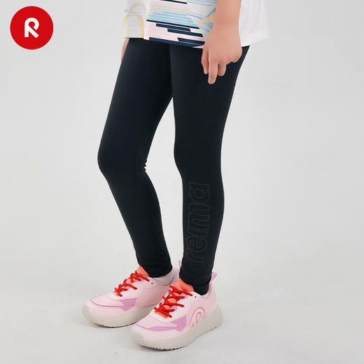 reima女孩儿童紧身裤中童2024春新款黑色速干防晒弹力修身长裤子 商品图2