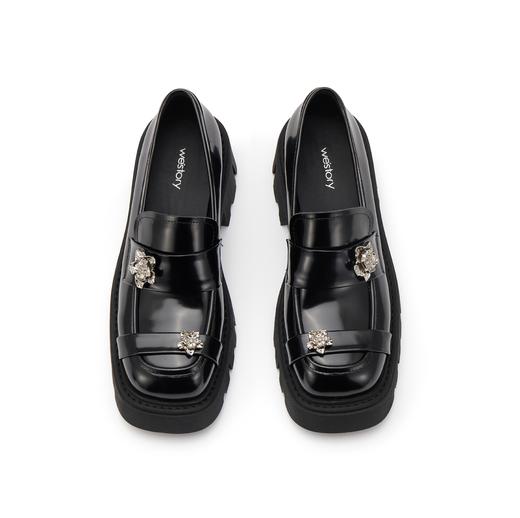 westory2024年春季新款厚底镶钻方头乐福鞋S24AM57561 商品图2