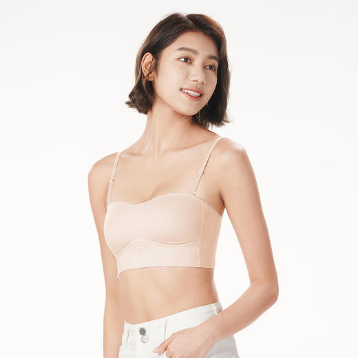 都市丽人抹胸女高弹锦纶背心无尺码半固定杯短抹胸短抹胸无钢圈无排扣LV41A4 商品图2