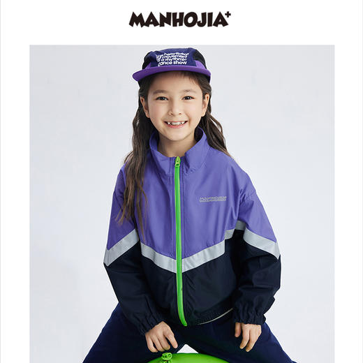 漫画家潮童装中大童拼接撞色户外拒水风衣儿童反光机能风外套上衣 商品图2