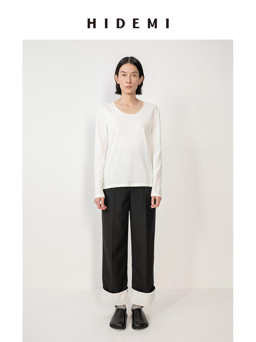 HIDEMI 云朵系极简大圆领柔软长袖T恤 商品图4