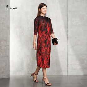 TANGY Collection天意精品2024春季新品100%桑蚕丝真丝气质旗袍连衣裙 L241802