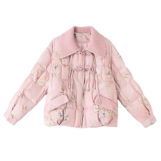 短版羽绒衣女冬2023新款时尚显瘦气质小个子中式国风印花外套 商品图4