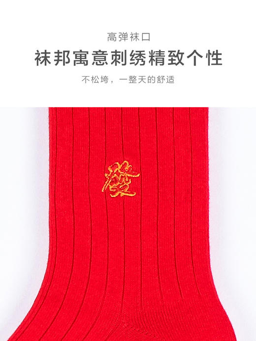 足装秀新品秋冬男士棉红袜子发财刺绣红运本命年喜庆节日中邦男袜 商品图5