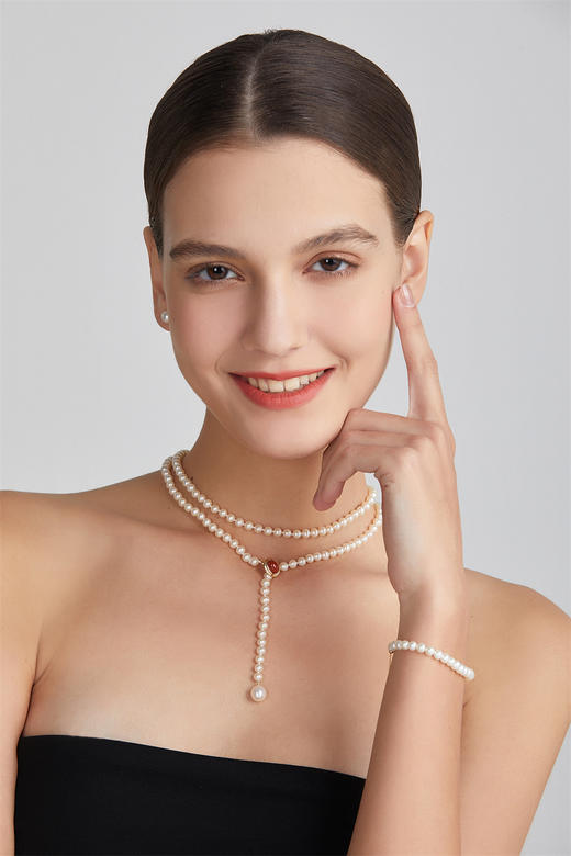 南红小团圆 经典珍珠项链3号（长链、短链） 商品图3