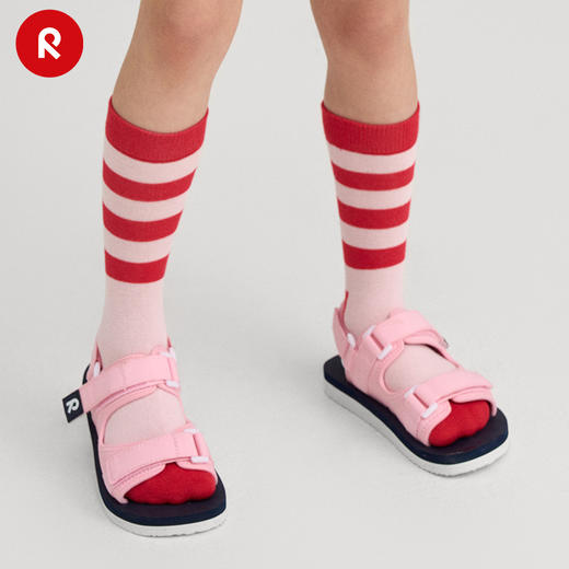 reima男女儿童袜子2024春季新款条纹棉质休闲运动舒适透气中筒袜 商品图1