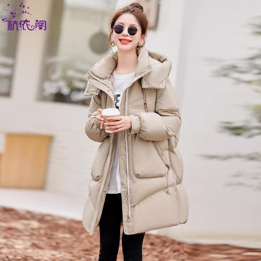 90白鸭绒羽绒服女冬季中长版2023新款小个子香风时尚加厚连帽外套 商品图3