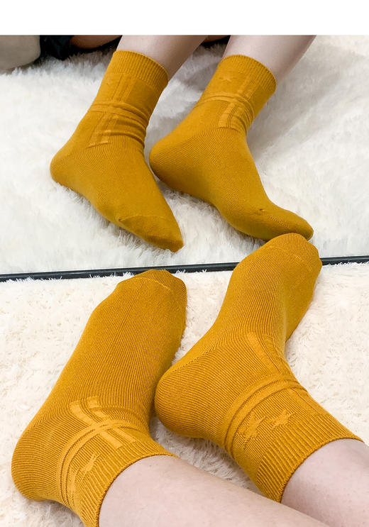 足装秀女新款秋冬丝光羊毛保暖柔软双针暗纹纯色中邦百搭春季女袜 商品图9