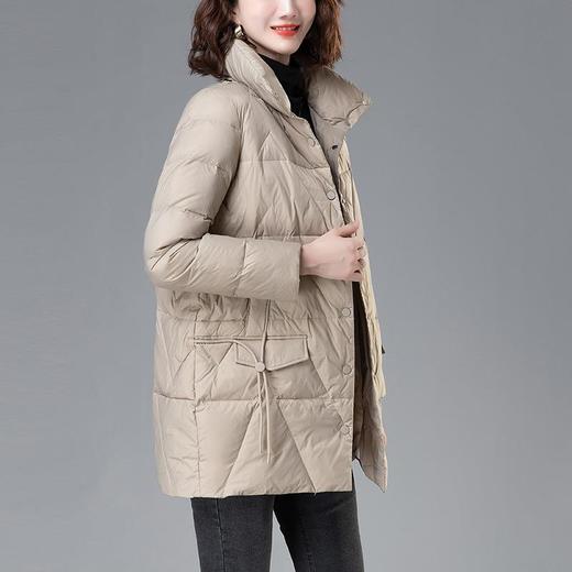 羽绒服女冬季2023新款妈妈轻薄中长款中年休闲时尚立领白鸭绒外套 商品图2