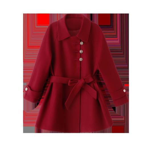 红色毛呢外套女短款2023年秋冬新款女装感小个子气质宽松呢子大衣 商品图4