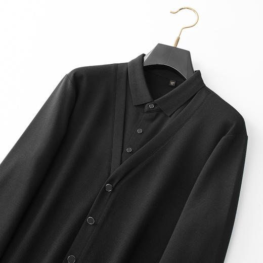 【绵羊毛】【假两件】【新款DDA】大依优型大码假两件长袖T恤衬衫领加肥加大肥佬休闲商务宽松透气上衣打底 商品图2
