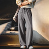 马登女装深灰色卫裤直筒垂感显瘦阔腿拖地腰绳弯刀裤加长版高个子 商品缩略图0