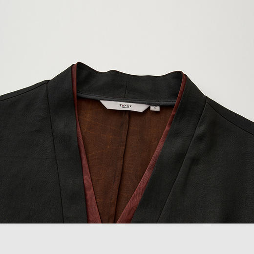 TANGY Collection天意精品2024春季新品莨绸香云纱修身七分袖中长款连衣裙 L241811 商品图3