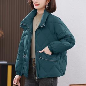 羽绒服女短款2023新款中年妈妈休闲宽松面包服轻薄白鸭绒保暖外套