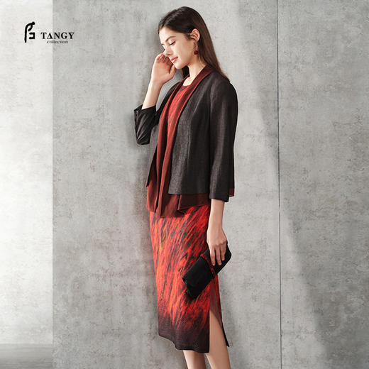 TANGY Collection天意精品2024春季新品复古国风莨绸香云纱短外套 L241004 商品图0