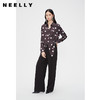 NEELLY纳俪商场同款春季复古波点衬衫女黑色两侧捏褶显瘦设计上衣N24023B01106 商品缩略图1