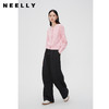 NEELLY纳俪商场同款春季粉色镂空浮雕华夫格圆领百搭针织开衫外套N24023A01103 商品缩略图1