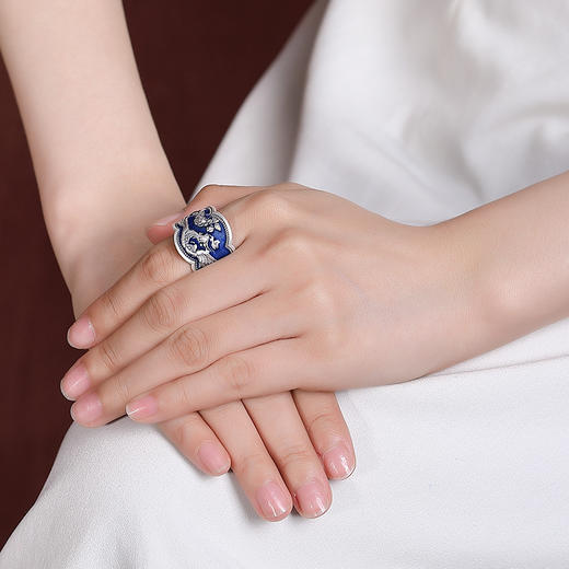 【莲花凤凰】S999银足银景泰蓝戒指【RP-JZ580052】 商品图3