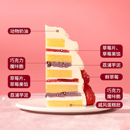 【公主请「莓」好】闪耀着甜美光芒的鲜红草莓如公主蓬蓬裙上的红宝石；巧巧小熊代表一颗向公主表达爱意的心（上海幸福西饼蛋糕） 商品图3