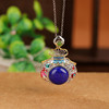 【莲花锦鲤】S925银镀金和田玉青金石珐琅福袋吊坠【CW-DZ06164】 商品缩略图1