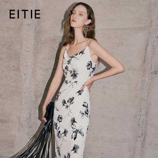 EITIE爱特爱春季新品复古轻薄印花吊带连衣裙7307025 商品图0