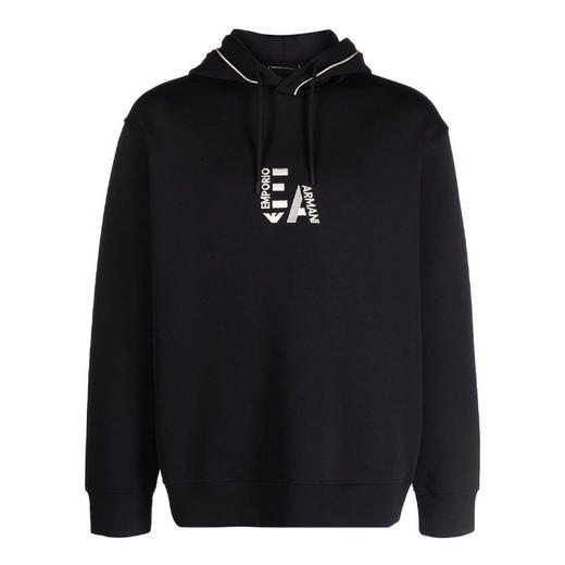 EMPORIO ARMANI 阿玛尼 男士棉质徽标刺绣连帽卫衣 深蓝色 6R1ME5 1JHSZ 09Q6 商品图0