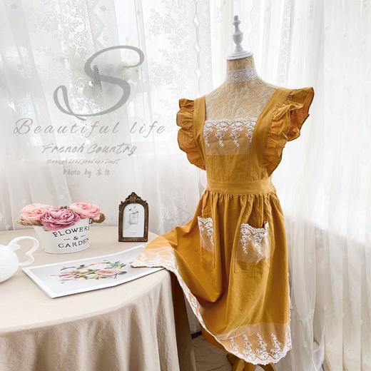 围裙女式工作时尚公主可爱网红新款高档罩衣厨房家用蕾丝纯棉全棉 商品图5