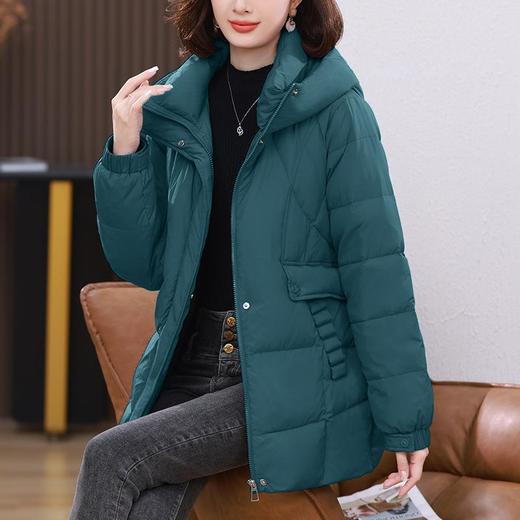 羽绒服女冬季2023新款中年妈妈洋气连帽小个子白鸭绒加厚保暖外套 商品图1
